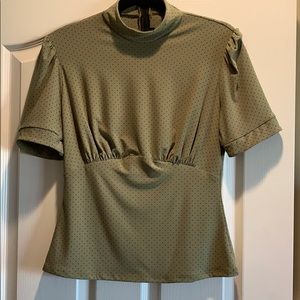 PUG Victoria top.  Green with black pin dots